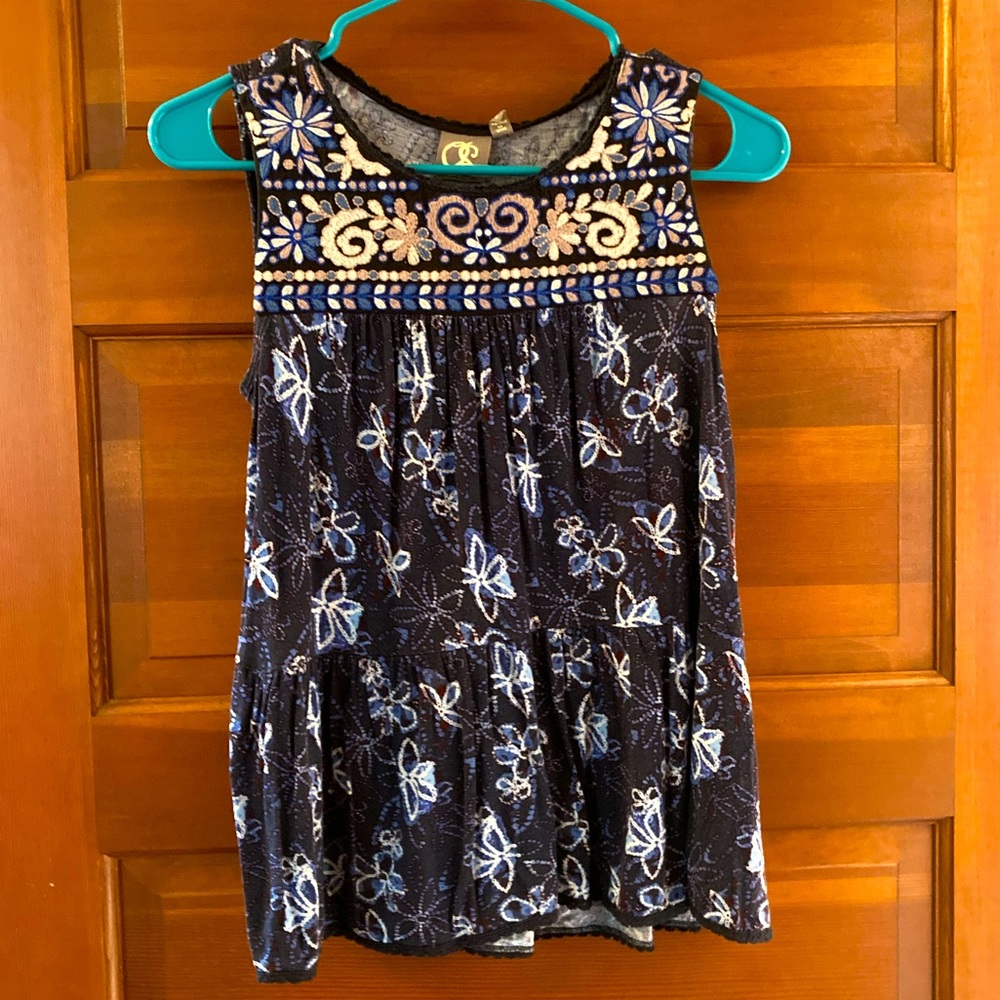 Blue Floral Tank Top